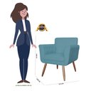 Ver imagem 6 de Kit com 2 Poltronas Cadeiras Isabella Estofadas Veludo Azul Turquesa - Incasa Decor