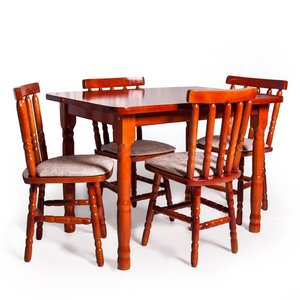 Conjunto de Mesa Mônaco 110x80 com 4 Cadeiras Estofadas – Mel – Jm Móveis