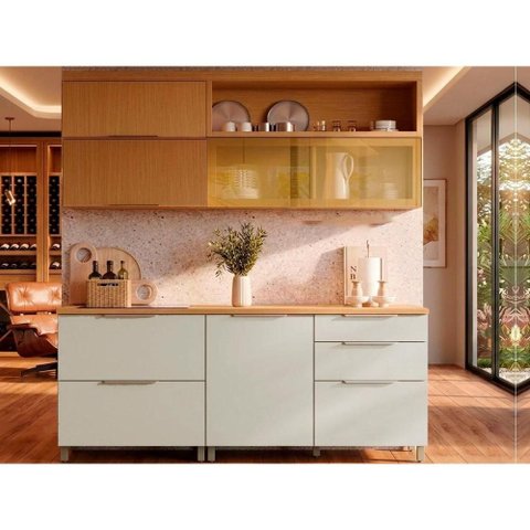 Cozinha Completa Nesher 4 Peças Marquesa CZ429 Branca/Nature