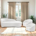 Ver imagem 2 de Kit Divã Recamier Orgânico França 140cm Lado Direito e 2 Poltronas Amore Bouclé