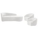 Ver imagem 1 de Kit Divã Recamier Orgânico França 140cm Lado Direito e 2 Poltronas Amore Bouclé