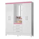 Ver imagem 3 de Gaurda Roupa 4 Portas Munique Branco/Rosa/Branco