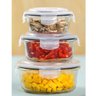 Kit 03 Peças Pote Vidro Redondo com Tampa Hermética - 1