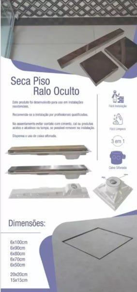 Ralo Oculto 06x70 Invisível Seca Piso Linear Inox Sifonado - 4