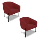 Ver imagem 1 de Poltrona Sala Decorativa Kit 2 Stella Pé de Aço Preto Veludo Marsala D03 - D’Rossi