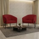 Ver imagem 2 de Poltrona Sala Decorativa Kit 2 Stella Pé de Aço Preto Veludo Marsala D03 - D’Rossi