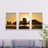 Kit Quadros Decorativos Campo Ao Amanhecer 3 Peças 45x103cm - 2