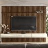 Painel Ripado Placa Tv 85 Projetta 265x300 Palisandro Off White Mbl - 2