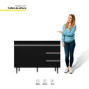 Ver imagem 2 de Balcão Gabinete 120cm 2 Portas E Armário Aéreo Preto