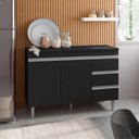 Ver imagem 4 de Balcão Gabinete 120cm 2 Portas E Armário Aéreo Preto