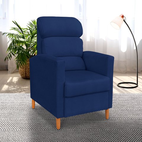 Poltrona Amamentação Reclinável Gisele - Poltrona Confortável para Leitura e Descanso - Azul Marinho