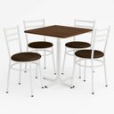 Ver imagem 1 de Conjunto Mesa Branca 70x70cm Tampo Imbuia com 4 Cadeiras Epoxi