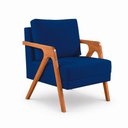 Ver imagem 2 de Kit 2 Poltronas Sala de Estar Maya Luxo Suede Azul Marinho M3 - Monari Design