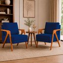 Ver imagem 1 de Kit 2 Poltronas Sala de Estar Maya Luxo Suede Azul Marinho M3 - Monari Design