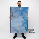 Ver imagem 2 de Quadro Decorativo em Canvas Abstrato Azul Diamante TaColado Moldura Flutuante 4,5cm Branca 120 x 80c
