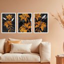 Ver imagem 1 de Kit 3 Quadros Decorativos Lírios Marrom e Preto 24x18cm:moldura Branca