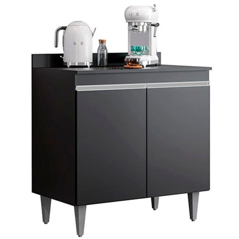 Balcão de Cozinha para Cooktop com Tampo 80cm Nina M05 Preto - Inoviza