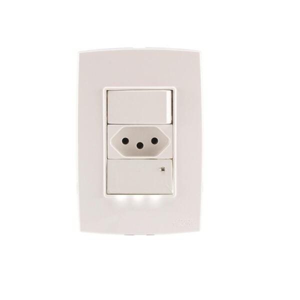 Conjunto Interruptor Simples com Tomada 10A Guia No Escuro Force Line - 3