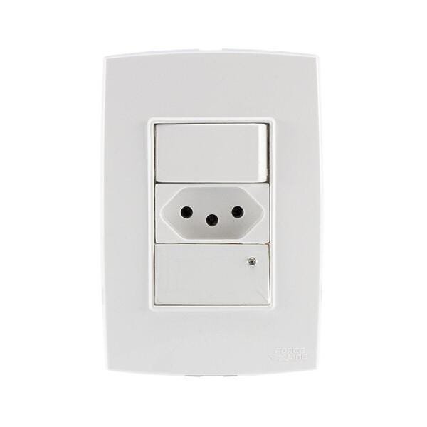 Conjunto Interruptor Simples com Tomada 10A Guia No Escuro Force Line - 1