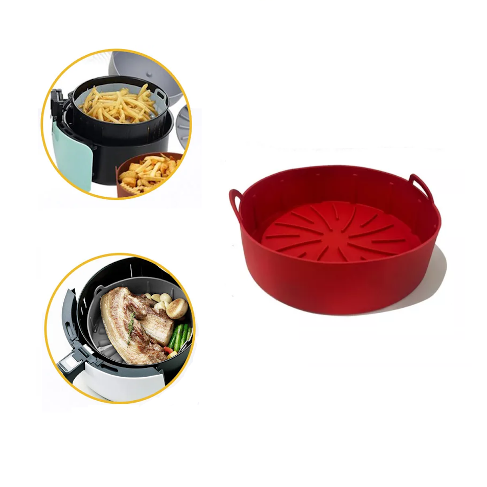 Ver imagem 1 de Forma de Silicone Reforçada Fritadeira Elétrica Airfryer Redonda