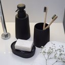 Ver mais imagens de Porta sabonete líquido de cerâmica listras preto - Oikos