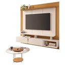 Ver imagem 1 de Home Suspenso Zenith Off White Cinamomo com Mesa de Centro Sky com Tampo de Vidro Cinamomo - Hb Mó