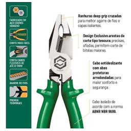 Alicate Universal Corte Tesoura 8 Sata Isolado - 4 Alicate Universal Corte Tesoura 8 Sata Isolado - 4