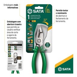 Alicate Universal Corte Tesoura 8 Sata Isolado - 3 Alicate Universal Corte Tesoura 8 Sata Isolado - 3