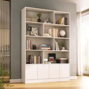 Estante de Livros 100% Mdf 4 Portas 8 Nichos Versatile