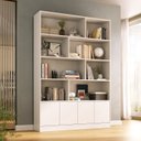 Ver imagem 1 de Estante de Livros 100% MDF 124,5CMX180,5cm 4 Portas 8 Nichos Versatile Branco
