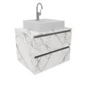 Ver imagem 6 de Gabinete Banheiro Suspenso Com Cuba Inclusa e 2 Gavetas 60cm Cor: Mármore Branco