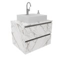 Ver imagem 1 de Gabinete Banheiro Suspenso Com Cuba Inclusa e 2 Gavetas 60cm Cor: Mármore Branco