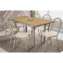 Ver imagem 1 de Conjunto: Mesa Sala Jantar Elba C/ Tampo de Madeira 160cm e 6 Cadeiras Noruega Niquel/nogueira -