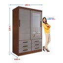 Ver imagem 3 de Guarda-Roupa 2 Portas de Correr com Espelho e 6 Gavetas Meridian Gold Castanho