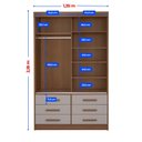 Ver imagem 4 de Guarda-Roupa 2 Portas de Correr com Espelho e 6 Gavetas Meridian Gold Castanho