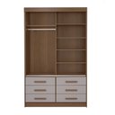 Ver imagem 5 de Guarda-Roupa 2 Portas de Correr com Espelho e 6 Gavetas Meridian Gold Castanho