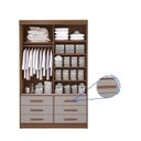 Ver mais imagens de Guarda-Roupa 2 Portas de Correr com Espelho e 6 Gavetas Meridian Gold Castanho