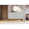 Cômoda Baixa Quarto 6 Gavetas Amalfi Lukaliam Off White/Canela Casa Sua Móveis - 1