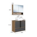 Ver imagem 3 de Conjunto Gabinete de Banheiro Suspenso 80cm com Cuba e Espelheira Lara Mel e Preto