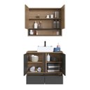 Ver imagem 6 de Conjunto Gabinete de Banheiro Suspenso 80cm com Cuba e Espelheira Lara Mel e Preto