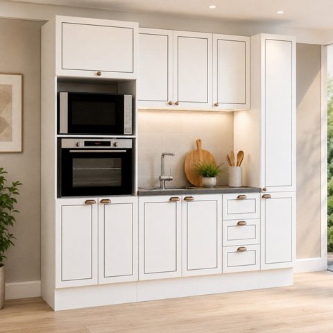 Cozinha Modulada Completa Americana com Torre Forno e Micro e Paneleiro