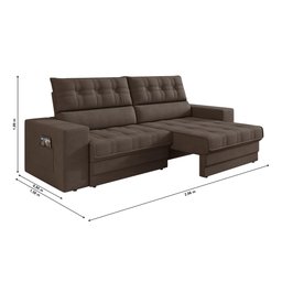 Sofá Oscar Plus 2,06m Retrátil/reclinável Suede Marrom - Xflex - 6