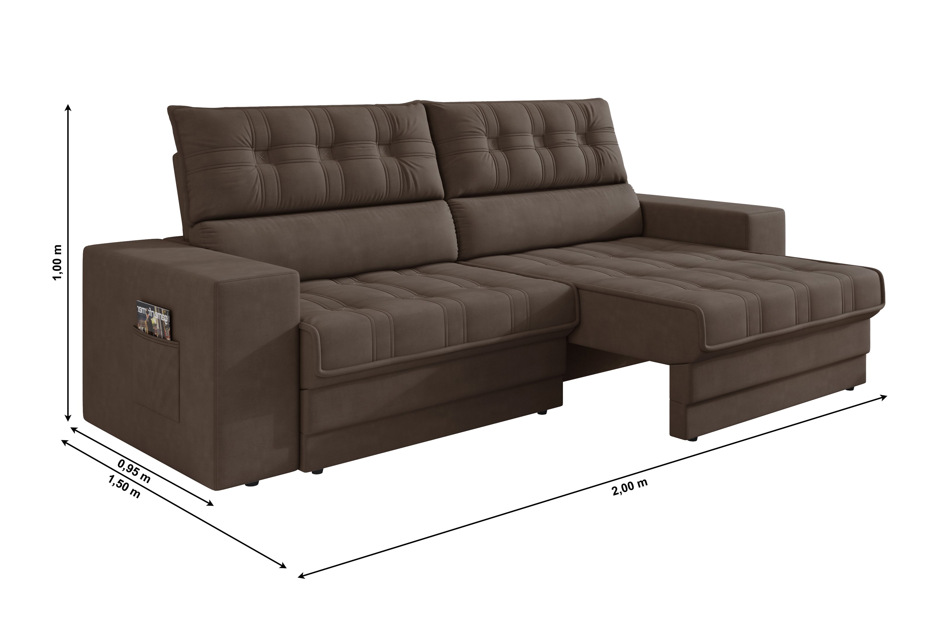 Sofá Oscar Plus 2,00m Retrátil/reclinável Suede Marrom - Xflex - 5