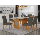 Ver imagem 1 de Conjunto Sala de Jantar Lara 1,80m com 6 Cadeiras Clara Plus Cinamomo/Off White/Joli Chumbo
