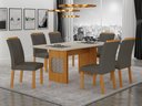 Ver imagem 1 de Conjunto Sala de Jantar Lara 1,80m com 6 Cadeiras Clara Plus Cinamomo/Off White/Joli Chumbo