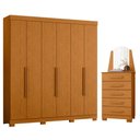 Ver imagem 1 de Guarda Roupa Casal Vinci 06 Portas e Cômoda New Veneza Cinamomo - Móveis Albatroz