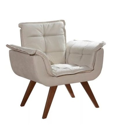 Poltrona Decorativa Opala Pés Madeira Moderna