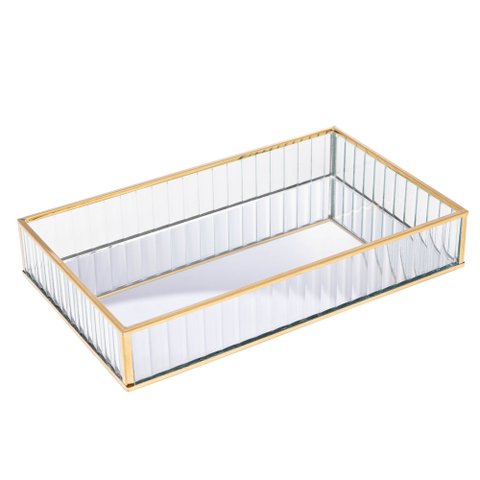 Bandeja Decorativa Dourada com Espelho Turkey Fineza