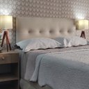 Ver imagem 1 de Cabeceira Casal 140 Cama Box Berlim Botone Bege Corano com Pés Rbl
