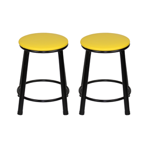 Kit 2 Banquetas Baixa Banco Cozinha Americana Balcão Bar Aço:amarelo/preto